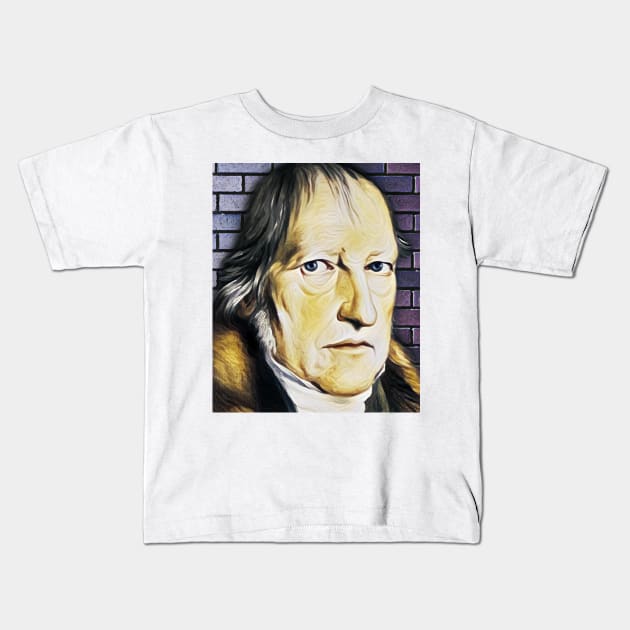 Georg Wilhelm Friedrich Hegel yellow Portrait | Georg Wilhelm Friedrich Hegel Artwork 9 Kids T-Shirt by JustLit